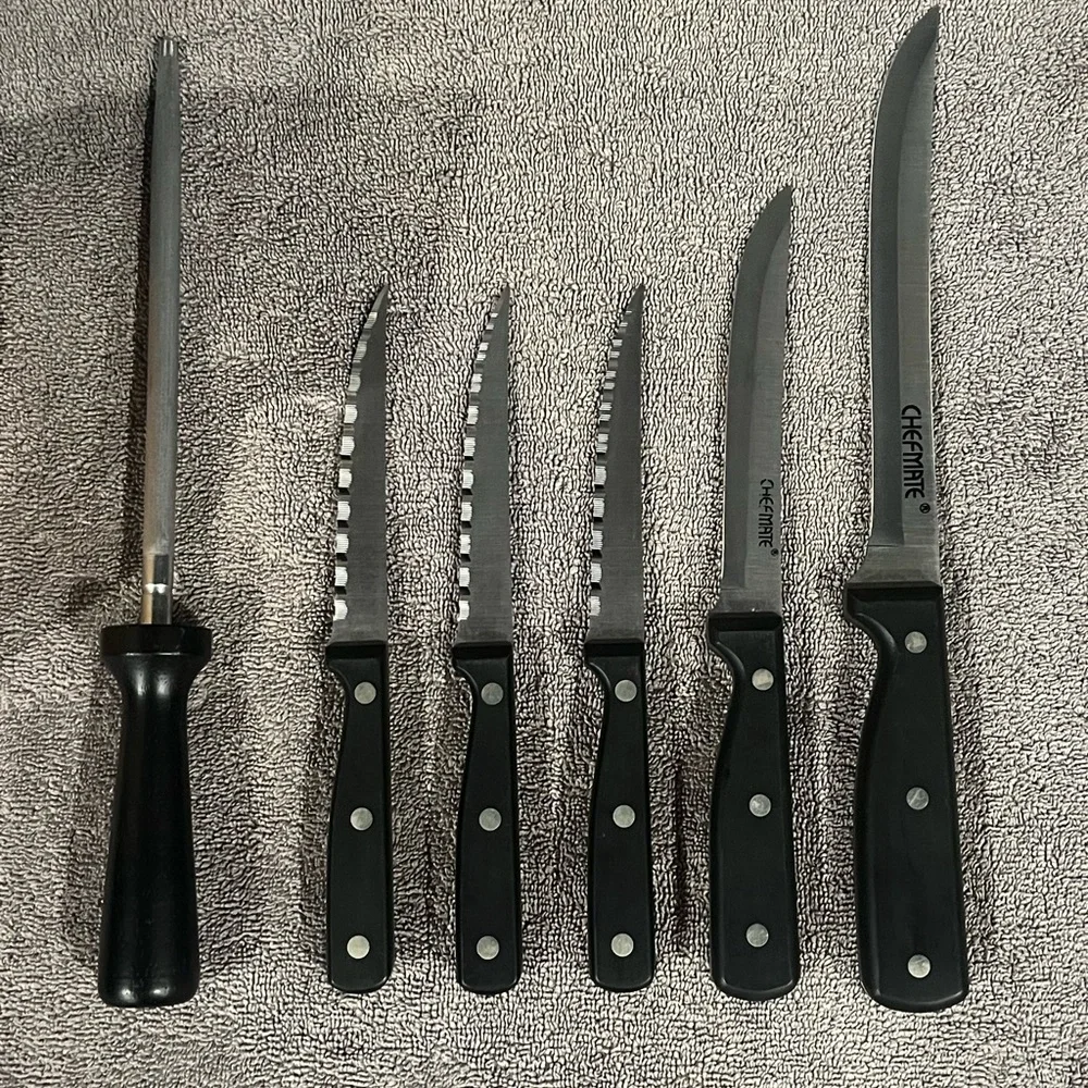 Incomplete‎ Chefmate Kitchen Knife Set /w Honing & Block.